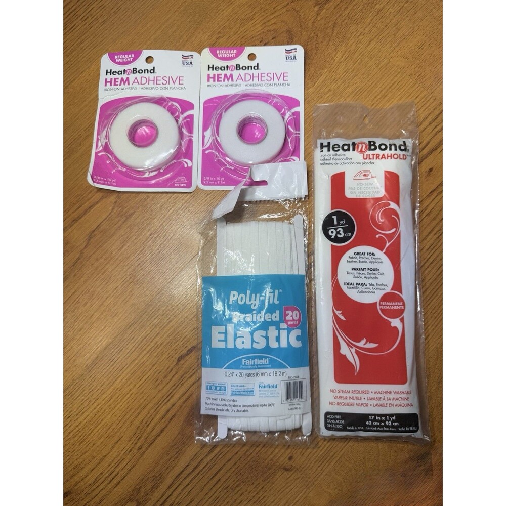 Sewing & Craft Supply‎ Lot – HeatnBond Hem Adhesive, Ultrahold, Braided Elastic